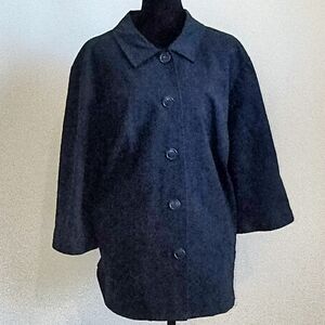 Christopher & Banks Navy Textured Button-Front Jacket